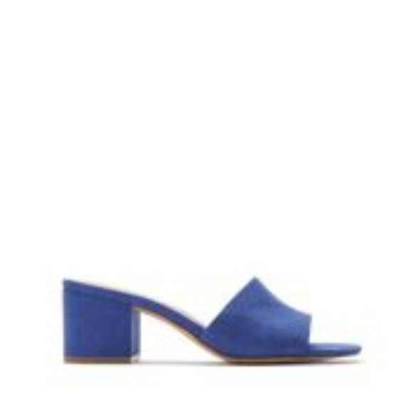 blue low block heel